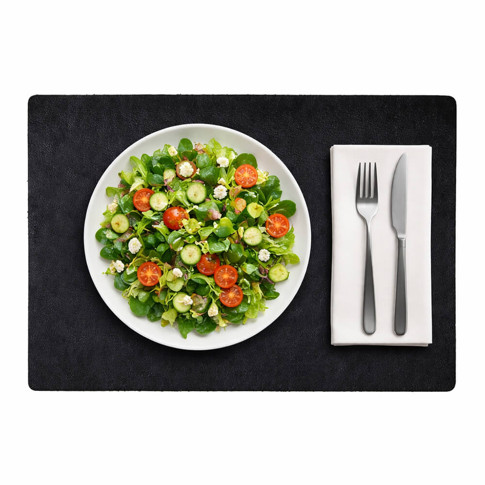 BBQ Style placemat 43x30cm col. black / 1 PU = 4 pieces | schwarz | 100% Leder