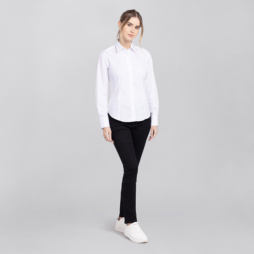 Damen Bluse langarm tailliert in 13 Farben
