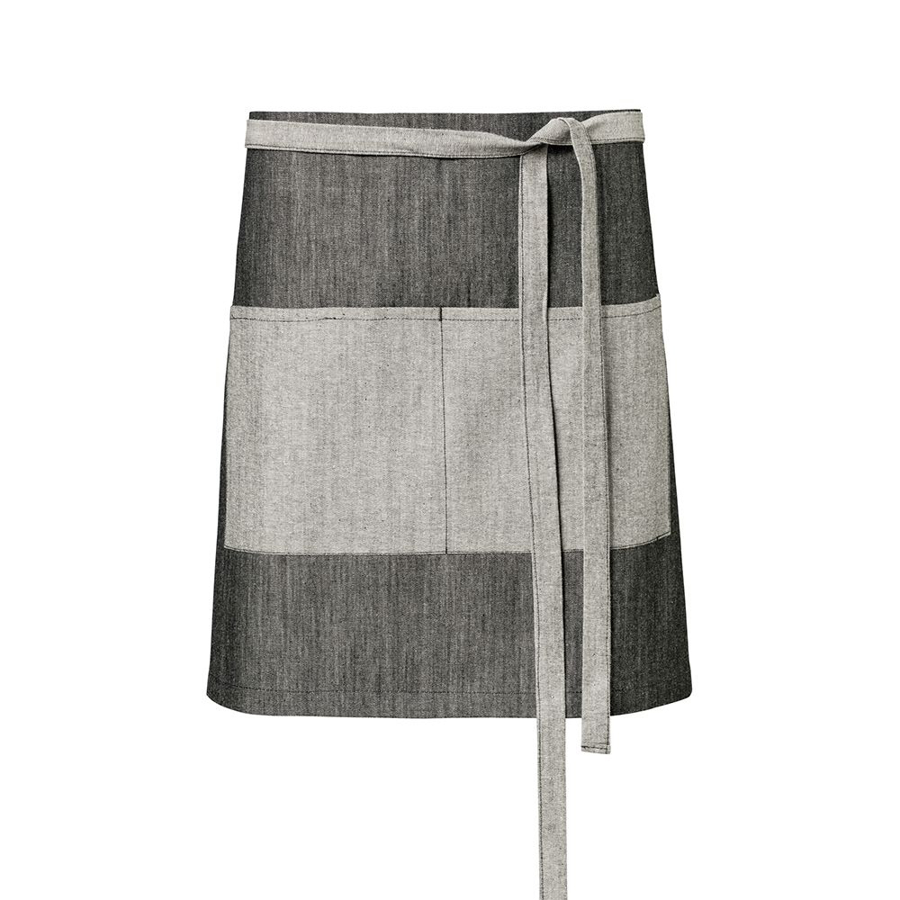 Vorbinder in Jeans-Optik 80 x 45 cm mit durchgehende Stoffbänder
