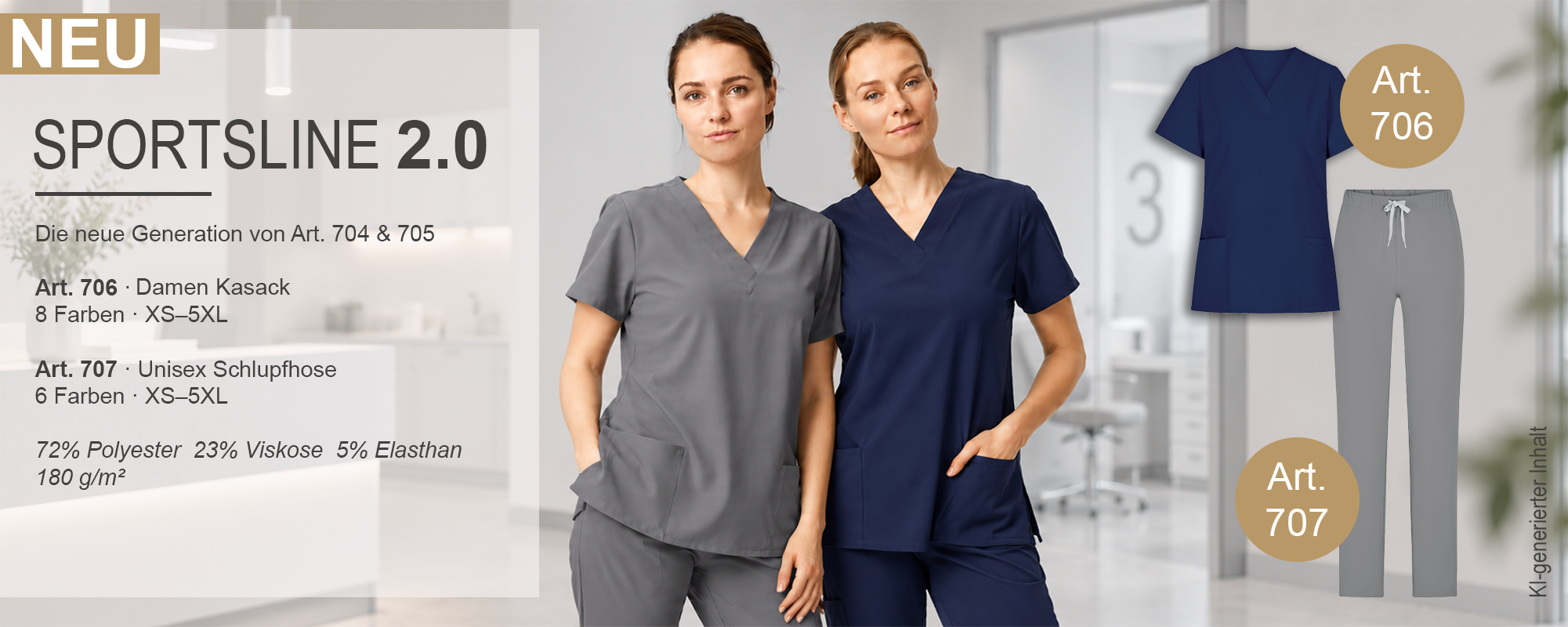 Sportsline 2.0 – neuer Damen Kasack Art. 706 und passende Hose Art. 707