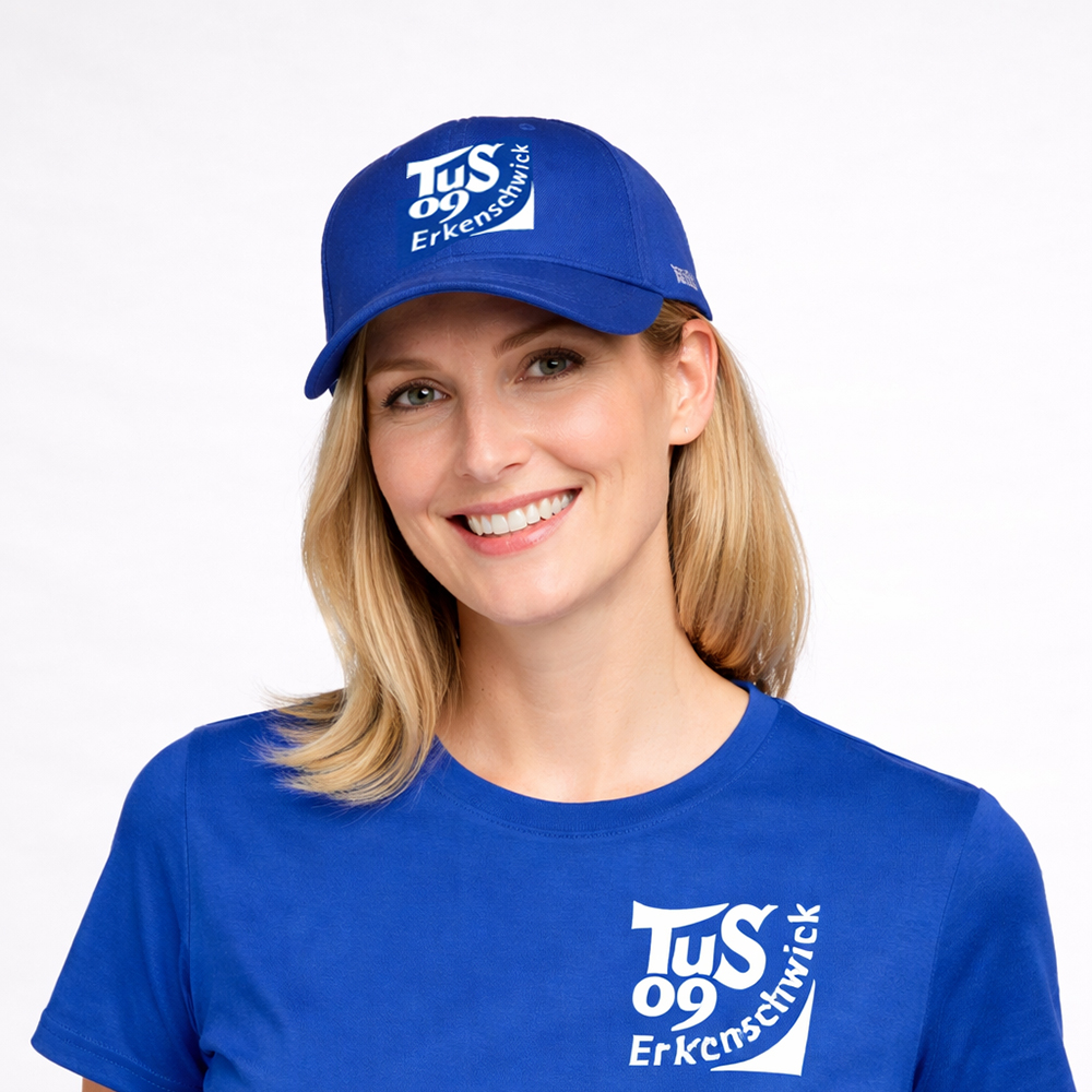 TUS09 Cap in royal blau mit klettverschluss und Vereinslogo auf dem Frontpanel