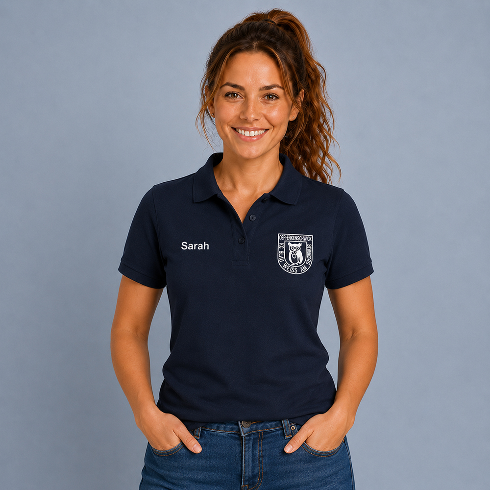 Damen Poloshirt mit Logo- und Namensdruck