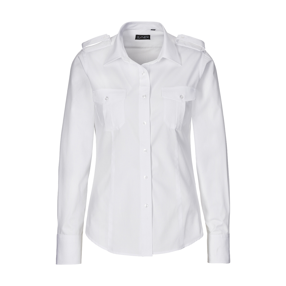 Damen-Pilotenbluse lamgarm,Kentkragen 2 Schulterklappen ,2 aufgesetzte Brusttaschen,Tailliert.