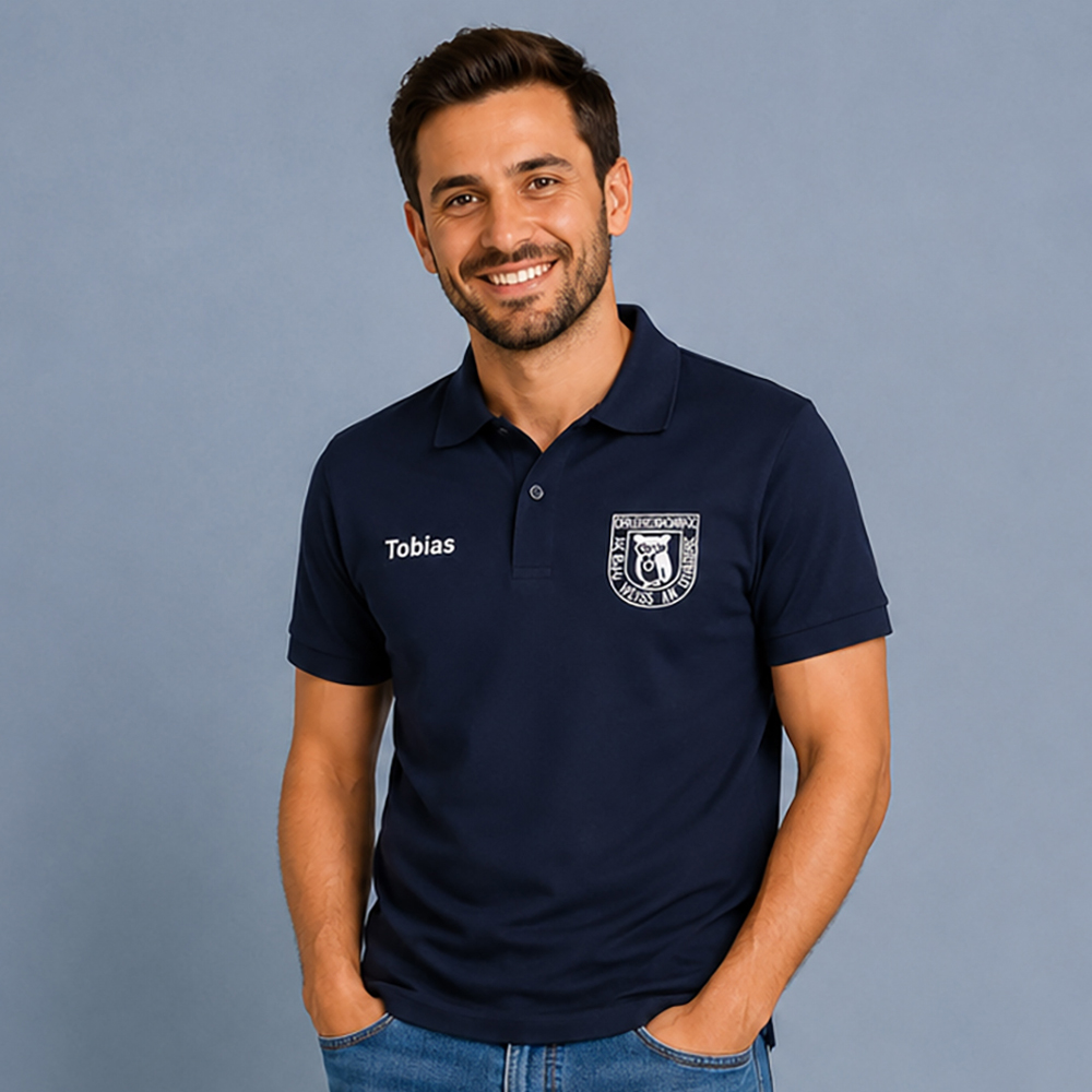 Herren Poloshirt mit Logo- und Namensdruck