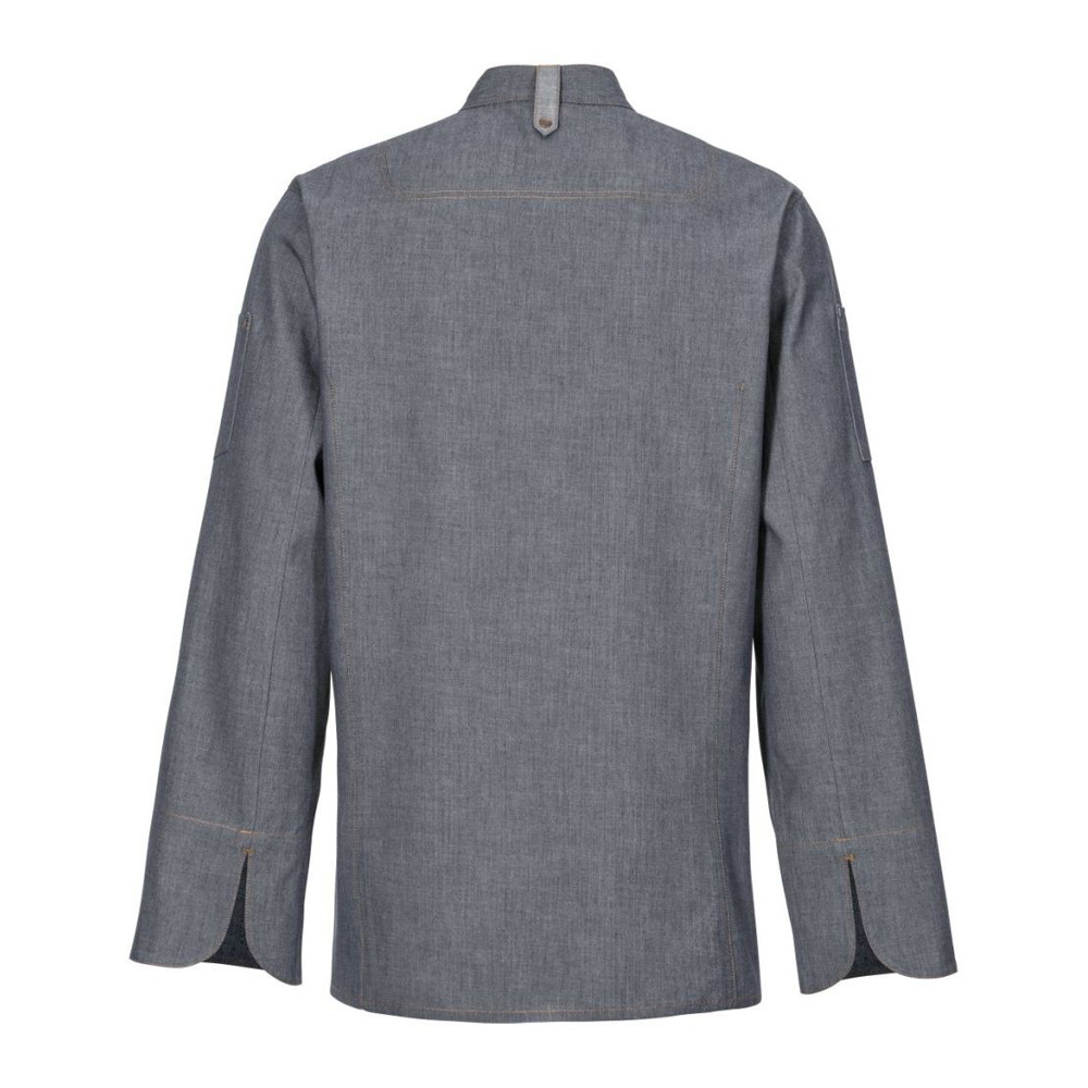 Kochjacke-Rückansicht,mit Nackenschlaufe,für Halterung Kochbänder.