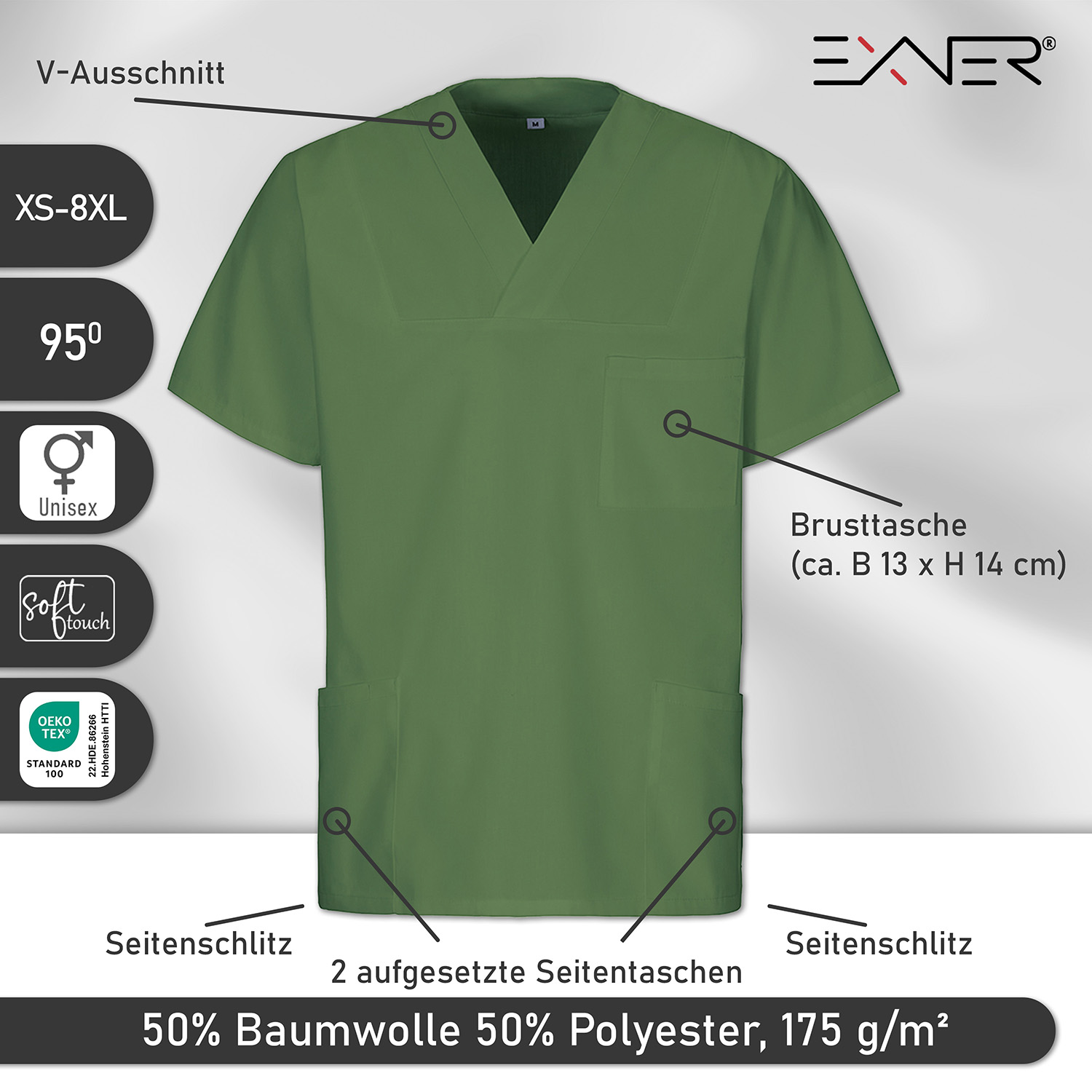 Schlupfkasack, unisex, dark green, XS