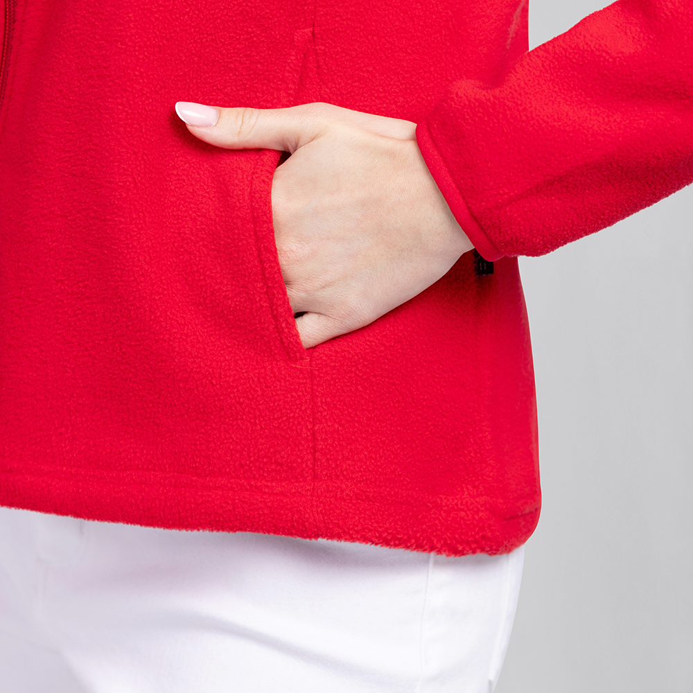 Damenfleecejacke,nahansicht von der Seitentasche.