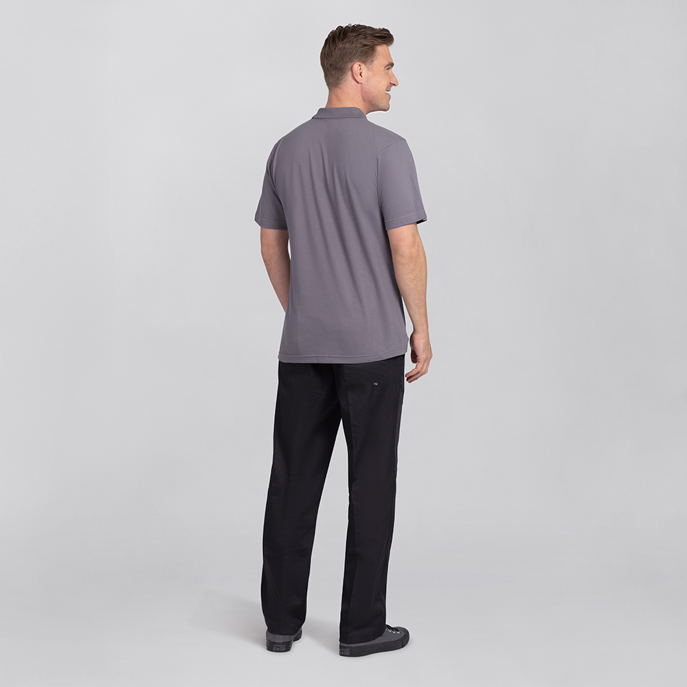 Rückansicht,Herrenpoloshirt,Kurz-Arm normal geschnitten ,Seitenschlitz