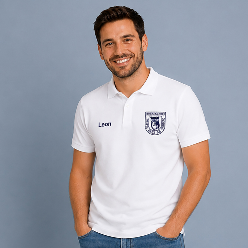 Herren Poloshirt mit Logostick und Namensstick