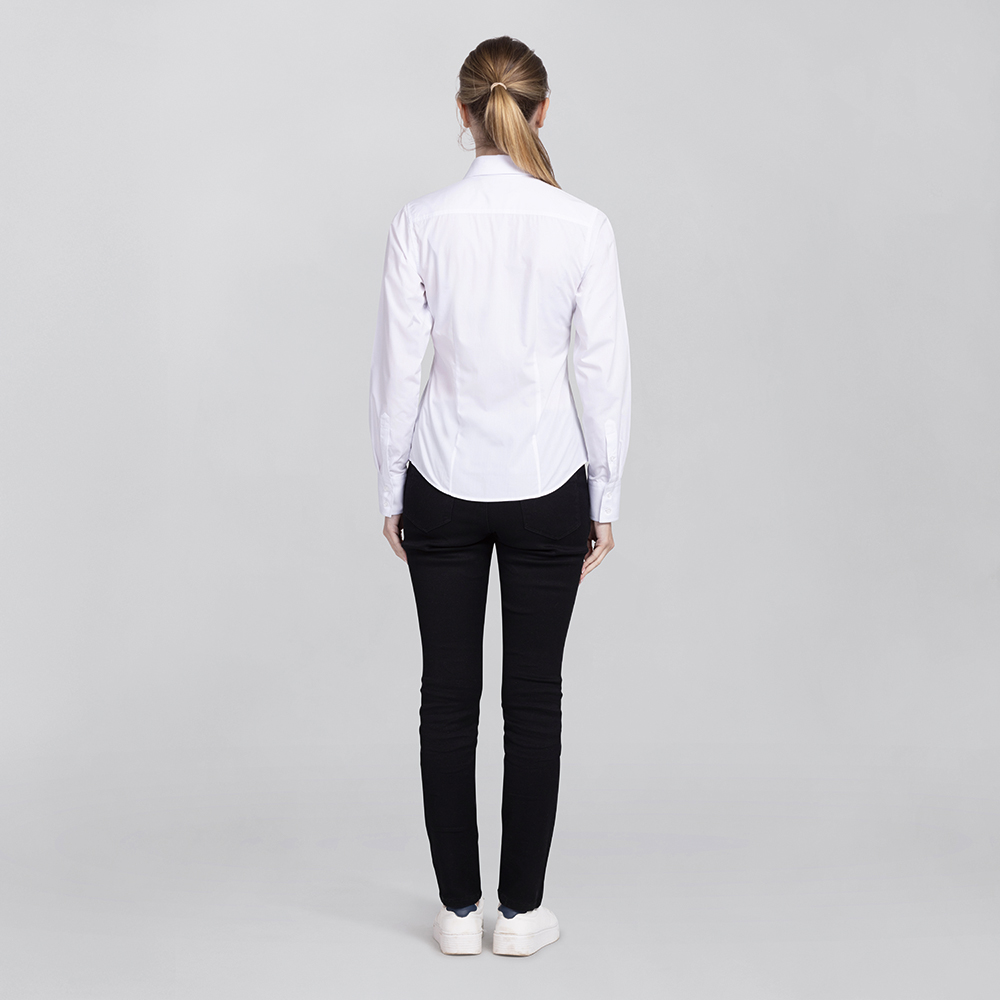 Damen Bluse langarm tailliert in weiß