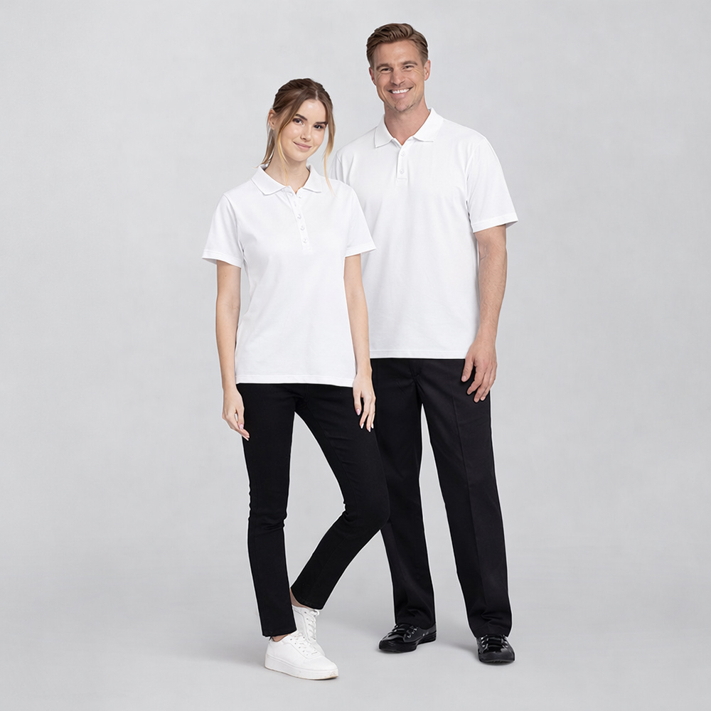 Damen-Poloshirt,Knopfleiste mit 5 gleichfarbigen KnöpfenKurze Ärmel