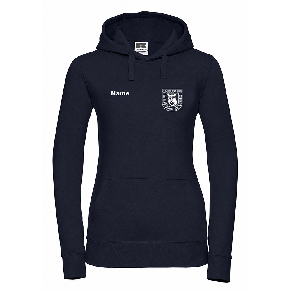 Damen Hoodie mit Name und Logostick auf der Brust