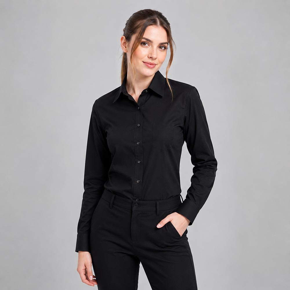 Damen Bluse langarm tailliert in 13 Farben