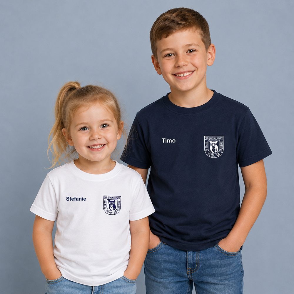Kinder T-Shirt mit Vereinslogodruck auf der Brust